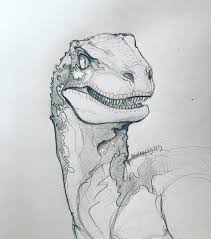 Quick Raptor Sketch Before Bed I M Still Trying To Wrap My Head Around Those Front Facing Angles Juras Dinosaur Sketch Dinosaur Drawing Dinosaur Art