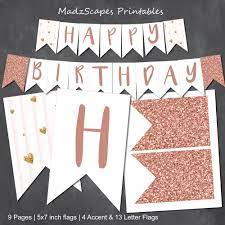 Rose Gold Banner Print Faux Glitter Birthday Banner Pink Party Etsy In 2021 Happy Birthday Banner Printable Happy Birthday Printable Diy Birthday Banner