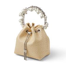 Jimmy Choo Bon Bon Natural Raffia Bag With Pearl Handle Biege One Size |  Lyst