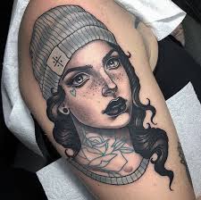 Girl With Beanie Tattoo Traditional Tattoo Man Traditional Style Tattoo Neo Traditional Tattoo