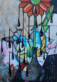 Matt Jordan Black Rain Original Acrylic Paint Wood Cubism Flowers Acrylic Paint Signed In 2020 Painting Painted Signs Painting On Wood