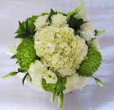Centerpiece Sample With Hydrangeas Lisianthus Carnations And Fuji Mums For An August Wedding Design By Davis Flo Funeral Flowers Flower Arrangements Floral