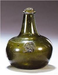 Wine Bottle Sealed Of Light Olive Green Tone Applied With A Circular Seal Inscribed Db Ca 1690 1700