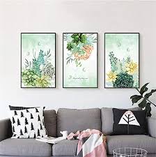 Boewan Wall Painting Personality Green Plant Canvas Wall Art Decor 3 Panels Modern Zen Canv In 2020 Canvas Art Wall Decor Living Room Decor Modern Apartment Wall Decor