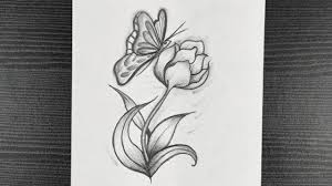 Maybe you would like to learn more about one of these? Simple Flower With Butterfly Drawing How To Draw A Butterfly On A Flower Pencil Art Youtube
