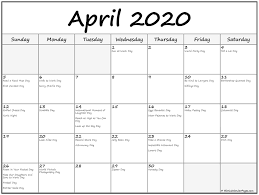 April 2020 Calendar With Holidays Funny Holidays In 2020 Holiday Printable Templates Holiday Calendar Calendar Printables