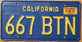 California 1969 License Plate Blue Baseplate License Plate Vintage License Plates California License