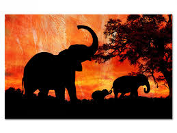 Le pensionnat des établis année : Tableau Africain Elephants Tableau Pour Decoration Murale Declina