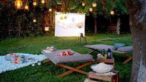 Young people hanging out outside a movie theater. 39 Outdoor Home Cinema Ideas Home Cinemas Outdoor Cinema Outdoor