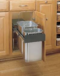 This space saver trash is slim enough to fit between counters, under sinks, between appliances, and much more. 30 Liter Stainless Steel Pull Out Trash Can 8 785 30 2ss