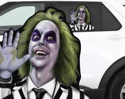 RIDE A LONG Beetleguese Perforated Laminated Car Semi Transparent Decal for  Backseat Window. Weather resistant and removable.