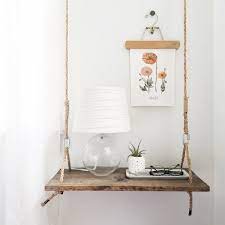 Bedside shelf accessories organizer wall mount self stick on for glasses,remote. Floating Swing Side Table Elizabeth Ulrich Design Hanging Side Table Floating Bedside Table Hanging Nightstand