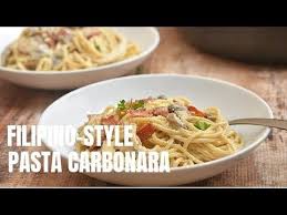 Filipino Style Pasta Carbonara Made With Bacon Mushrooms And Cream Sauce Hearty And Delicious It S A Guaranteed Crowd Tasty Pasta Carbonara Pasta Carbonara