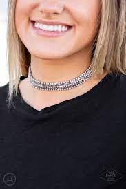 Full Reign Multi Iridescent Rhinestone Choker Necklace Paparazzi Accessories Pink Diamond Exclusive 2020 Choker Necklace Chokers Rhinestone Choker Necklace