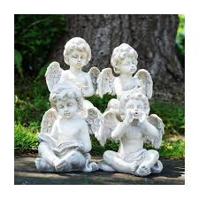 decorative sitting cherub angel 4 piece garden statue set en 2021