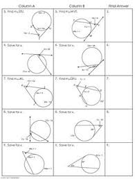 Angles In Circles Using Secants Tangents And Chords Partner Worksheet Teaching Geometry Worksheets Studying Math