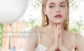 Amazon.com: Jade Donut Earrings Freshwater Pearl Beads Gold Wire for Women  Hoop Earrings Good Luck Jewelry Gift 2.7inch : Handmade Products