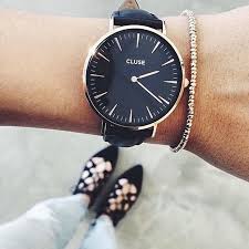 La Boheme Rose Gold Black Black Bijoux Montre Montres Elegantes Montre Mode