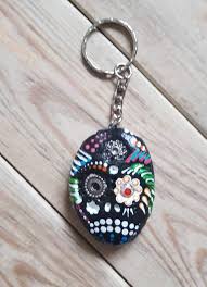Mexican Day Of The Dead Sugar Skull Clay Keyring Keychain Etsy In 2020 Sugar Skull Clay Quirky Gifts