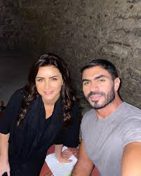 نور مع خالد سليم في كواليس جمال الحريم مبسوطة إننا رجعنا نشتغل تانى مع بعض اليوم السابع