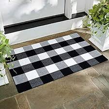 Bedroom Black And White Checkered Rug Amazon Com Winwinplus Buffalo Check Rug 100 Cotton Front Porch Decor Black White Hand Woven Chec Rugs In Living Room Front Porch Decorating Porch Decorating