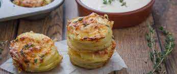 Twice Baked Mini Potato Dauphinoise Potato Gratin Muffins Recipe Food Com Recipe Potatoes Dauphinoise Dauphinoise Potatoes Recipe Potato Gratin