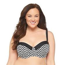 Details About Plus Size Womens Bikini Top Black White Merona Swim Bathing Suit