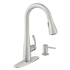 Moen's broad selection of kitchen faucets offers a wide array of functionality. Moen Essie Single Handle Pull Down Sprayer Kitchen Faucet With Reflex And Power Clean Spot Resistant Stainless New Open Box Walmart Com Walmart Com
