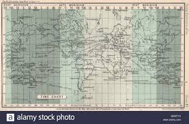 World Time Chart Bartholomew 1904 Antique Map Stock Photo
