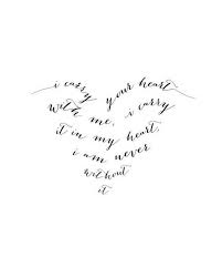 E E Cummings I Carry Your Heart With Me Typography Print Etsy In 2020 Black And White Heart Typography Prints Mom Tattoos