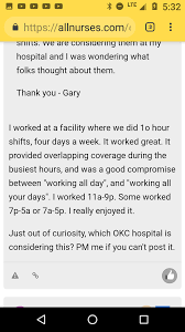 The category that describes the hours of work for the job. Director Wants To Change All 12 Hr Shift Nurses To 10 Hr Page 2 General Nursing Allnurses