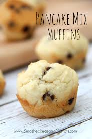 Bisquick Chocolate Chip Muffins Pancake Mix Muffins Recipe Egg Free Can Be Dairy And Gluten Free Smashed Peas Carrots Recipe Pancake Mix Muffins Pancakes Mix Krusteaz Pancake Mix Recipes