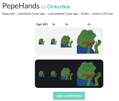 It is used in twitch chat to signify sadness. Pepehands Pepehands Know Your Meme