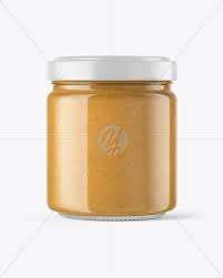 Clear Glass Jar With Peanut Butter Mockup In Jar Mockups On Yellow Images Object Mockups