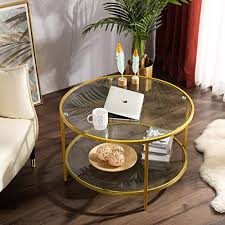 Ashley furniture signature design marble coffee table. Buy Bonnlo 31 5 Round Coffee Table With Open Storage Shelf 2 Tier Temperred Glass Round Accent Coffee Table With Metal Frame Online In Vietnam B082hfxvbd
