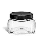 Clear Square Plastic Jar, White Lid, 8 oz | Specialty Bottle