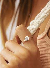 Midsummer Star Delicate Sunflower Ring Silver Sunflower Ring Diamond Jewelry Trends Women Rings