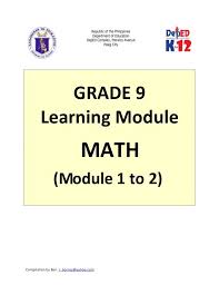 Grade 9 Learning Module In Math Module 1 And 2 In 2020 High School Lesson Plans High School Lessons Learning Math