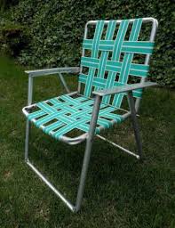 Vintage All Aluminum Webbed Folding Lawn Chair Teal Green Patio Camping Retro Lawn Chairs Teal Green Chair