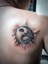 Celtic symbol tattoos for women Asian Yin Yang Cracked Symbol Tattoo On Man S Shoulder Blade In 3d Style Tattooimages Biz