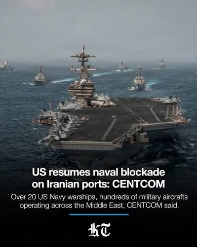 The US military announced Tuesday reinstating the naval blockade against vessels transiting to and from Iranian ports and coastal areas, which was announced by President Donald Trump a day earlier. "US forces