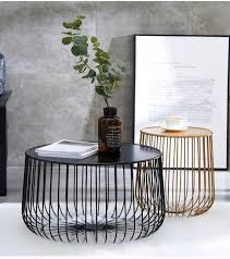 Metal Round Tea Table With Modern Design Pumpkin End Table Living Room Side Coffee Table Wire Coffee Table Black Coffee Tables Modern Industrial Coffee Table
