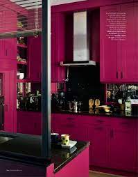 Pink tile counters in the kitchen or on the walls and shower stall in the bathroom are a little bit retro. Bright Pink Kitchen Cabinets Painted In The Little Greene Mischief Pink And Black Kitchen Color Sch Pink Kitchen Decor Pink Kitchen Cabinets Red Kitchen Decor