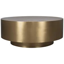 Mid Century Modern Smooth Finish Round Brushed Brass Elegant Style Coffee Table Stone Coffee Table Brass Round Coffee Table Coffee Table