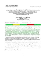 Weekly Project Status Report Template Free Download