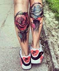 50 Amazing Calf Tattoos Cuded Calf Tattoo Rose Tattoos For Women Rose Tattoos