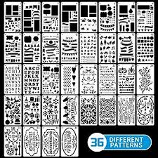 Amazon Com 36 Pcs Journal Stencil Plastic Planner Set For Journal Notebook Diary Scrapbook Diy Drawing Bullet Journal Stencils Diy Scrapbook Drawing Templates