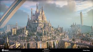 Artstation Assassin S Creed Odyssey Atlantis Royal Mountain Tristan Faure Assassins Creed Odyssey Fantasy Landscape Fantasy Art Landscapes