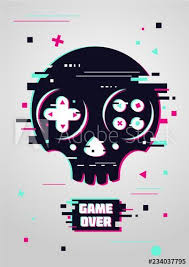 Game Over Glitchy Sign With Skull And Gamepad Video Game Symbol Gamer Poster Discover Arcade Classics To With Images Video Game Symbols Video Game Tattoos Gaming Tattoo