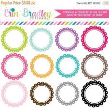 Scalloped Circle Frames Clipart Instant Download Commercial Etsy In 2020 Circle Frames Clipart Circle Frames Clip Art